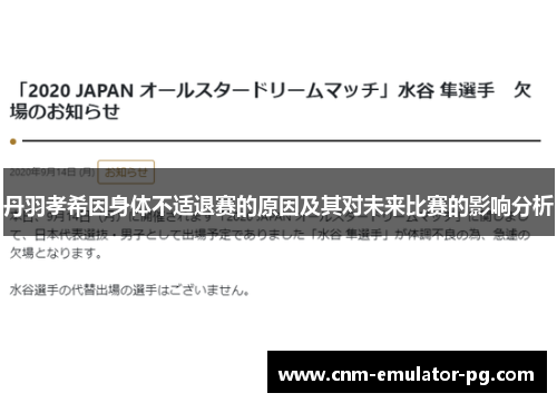 丹羽孝希因身体不适退赛的原因及其对未来比赛的影响分析 丹羽孝希因身体不适退赛的原因及其对未来比赛的影响分析