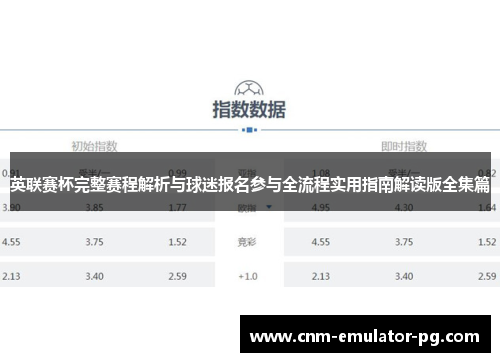 英联赛杯完整赛程解析与球迷报名参与全流程实用指南解读版全集篇